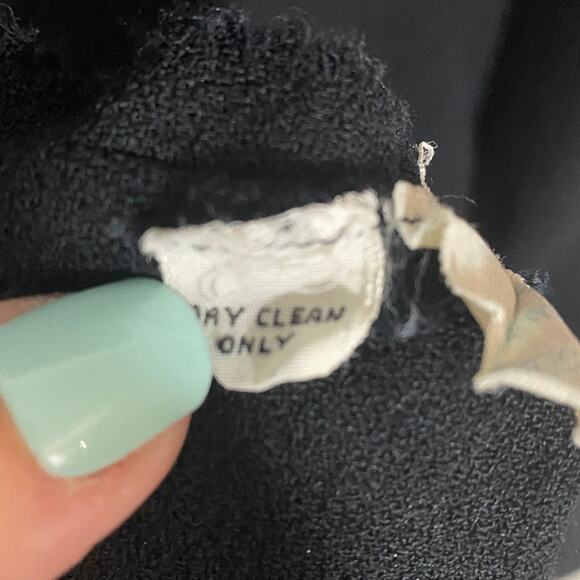 VTG 1960s Francesco de Leo Black Long Sleeve Wrap Overlap Dress Sz S** - Picture 12 of 13